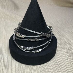 Five Piece Charm Bangle Set With Inspirational Phrases